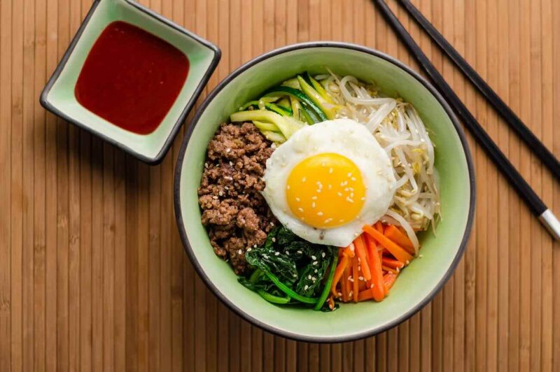 korean bibimbap dish top view